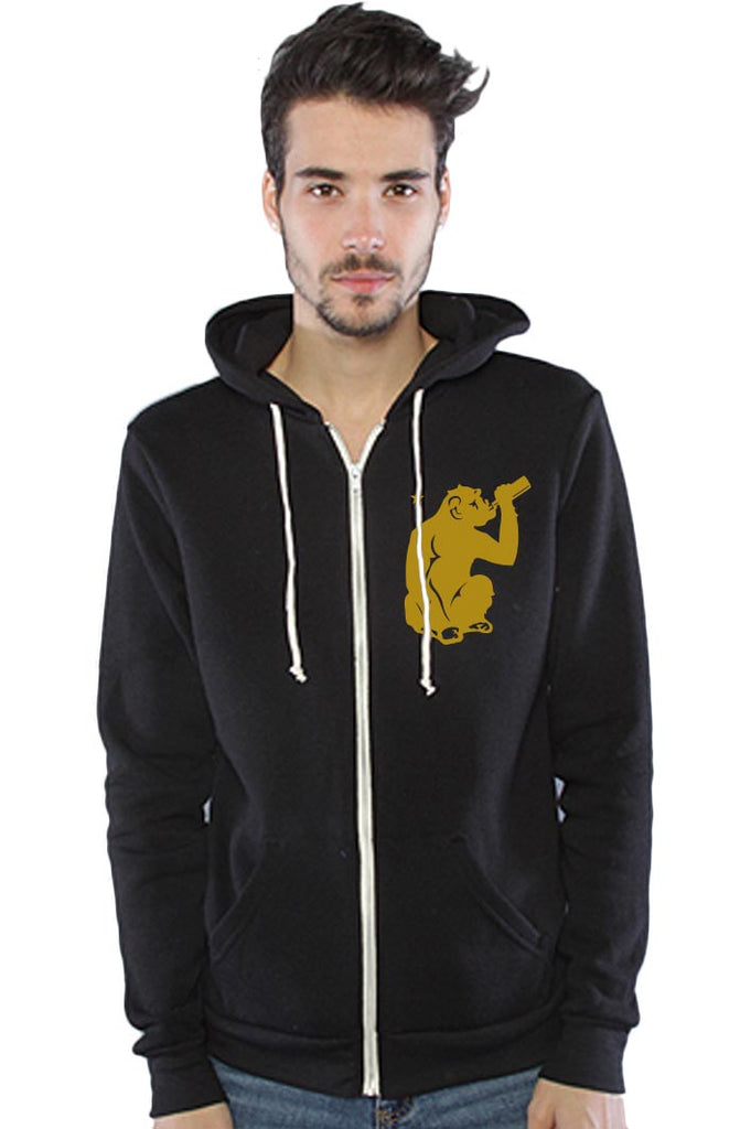 Unisex Zip Hoodie Left Chest Print Brass Monkey Shop