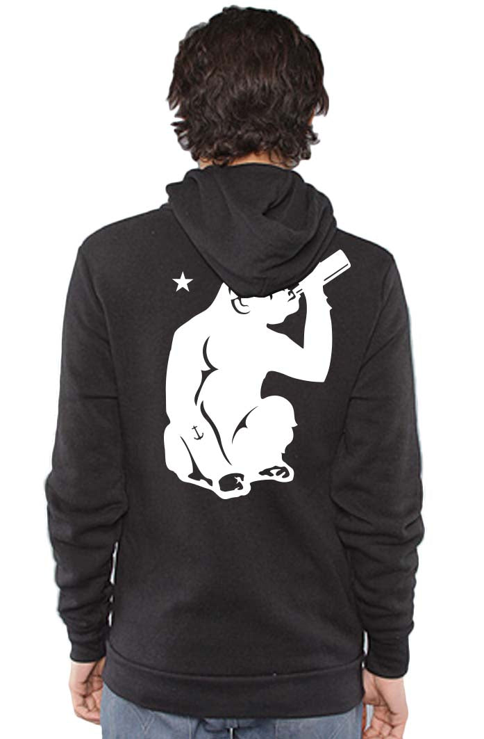 Zip hoodie back online print